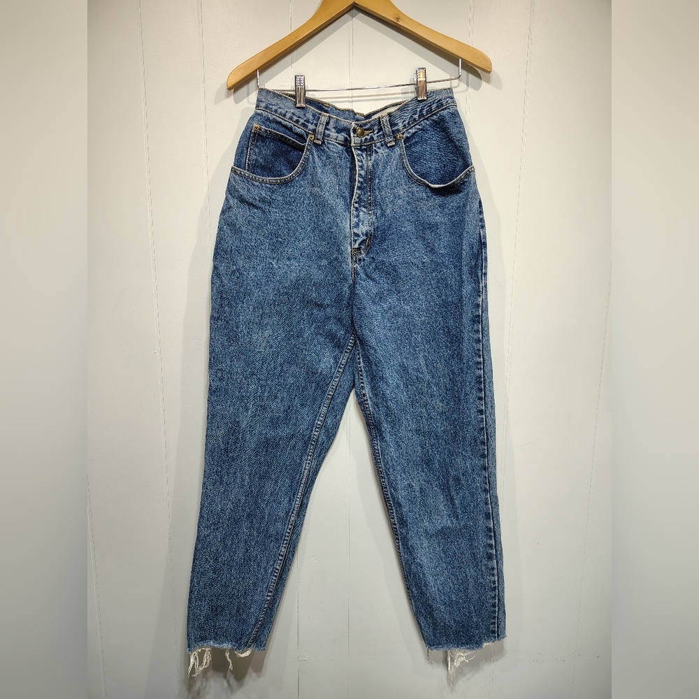 Vintage Lawman Western Mom Jeans 90s High Rise Distressed Blue Denim Size 14
